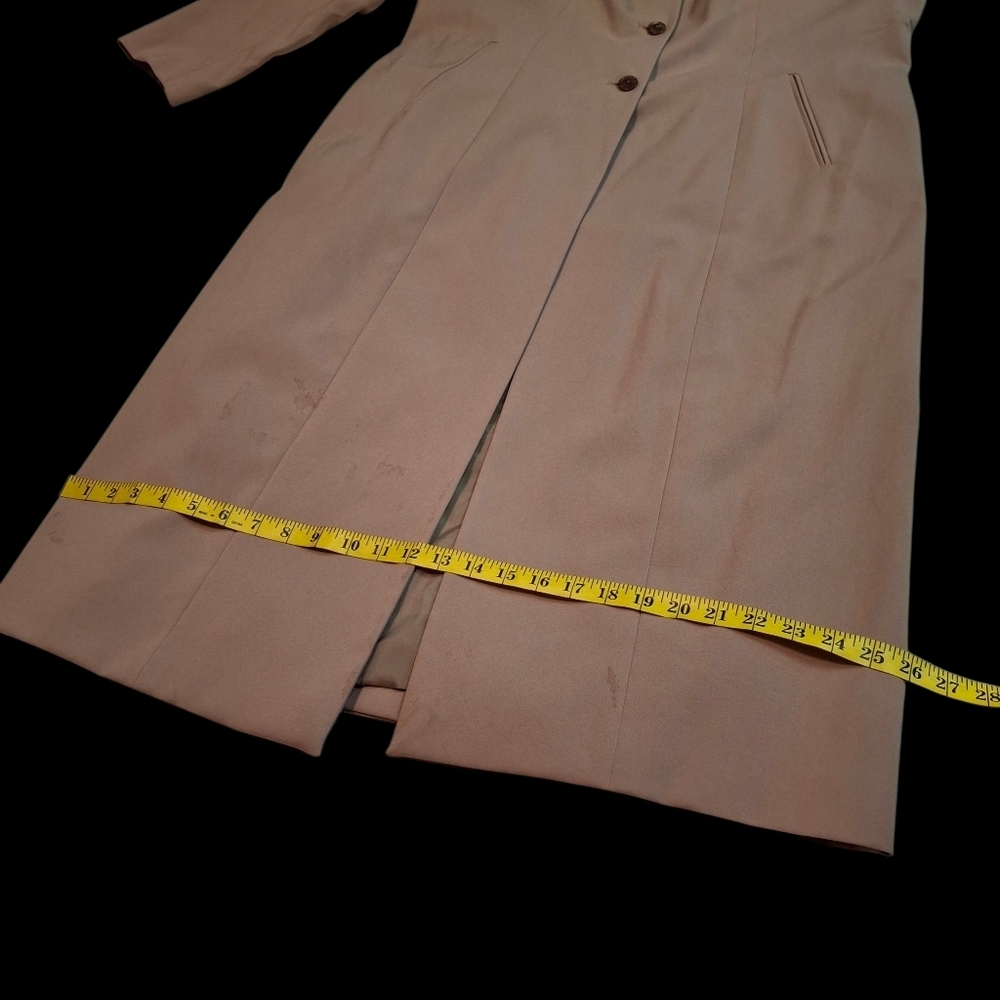 Larry Levine Classics Khaki Button Polyester Long Trench Coat Women Size 18 - Picture 13 of 16